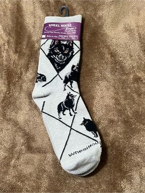 Wheel House Men’s Dog Pattern Crew Socks - Light Gray/Black